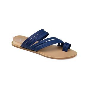 JOURNEE COLLECTION Womens Navy Toe Loop Consuelo Wedge Slip On Slide Sandals 6.5